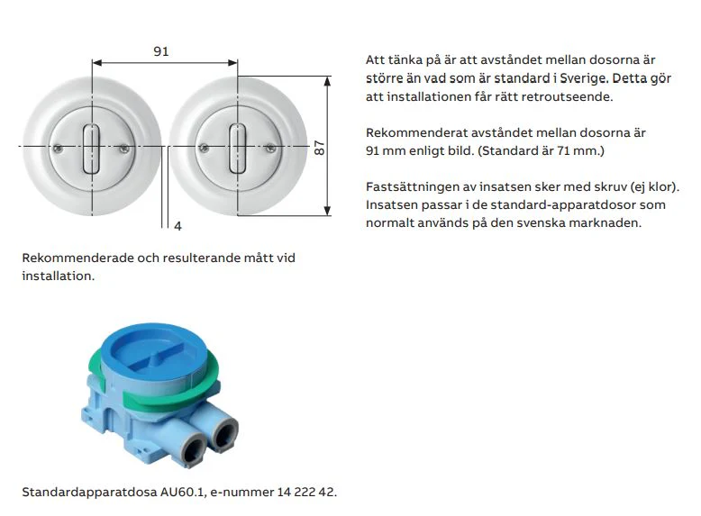 Återfjädrande dubbel tryckknapp vit porslin - ABB Decento - Image 3