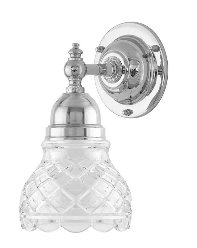 Badrumslampa - Adelborg nickel, slipat klarglas