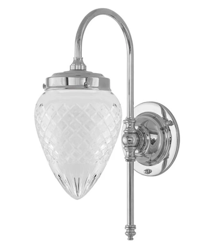 Badrumslampa - Blomberg 80 nickel, klarglas droppe