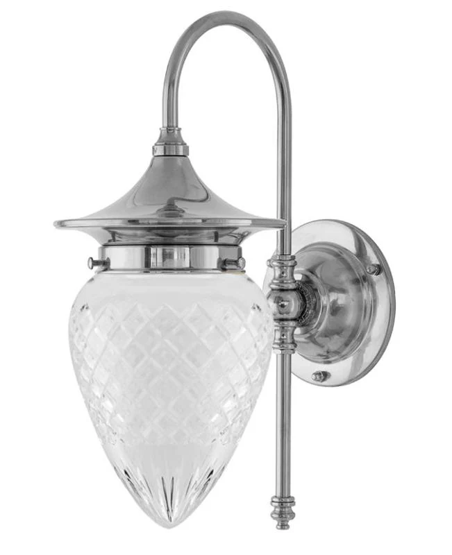 Badrumslampa - Fryxell nickel, slipat klarglas