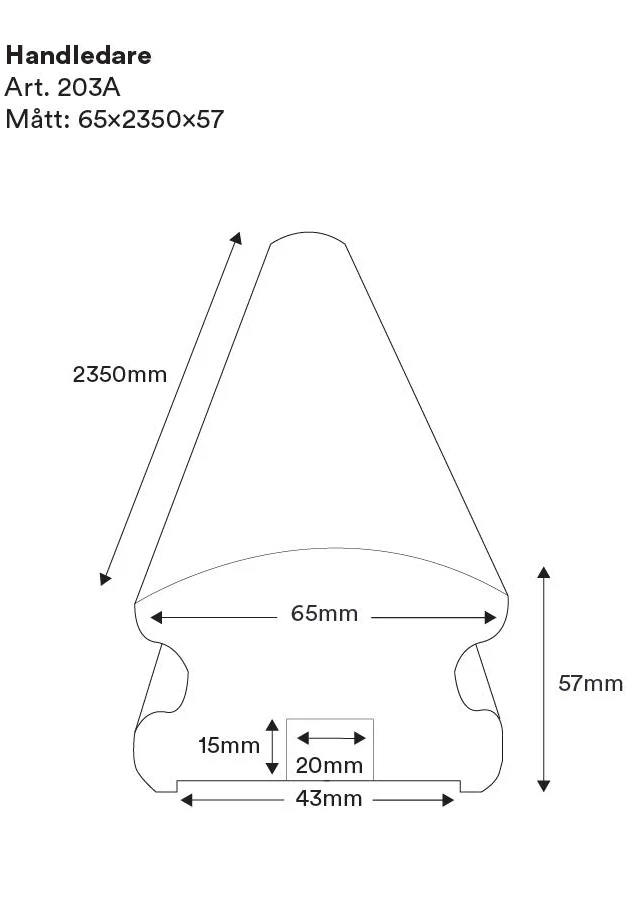 Handledare vÀlvd till rÀcke - 57 x 65 x 2350 mm - Image 2
