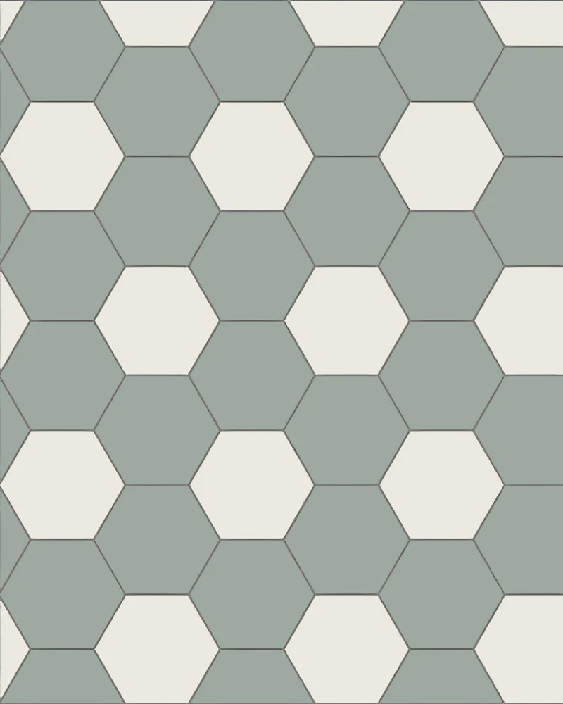 Hexagonklinker - 10 x 10 cm ljusgrön/vit