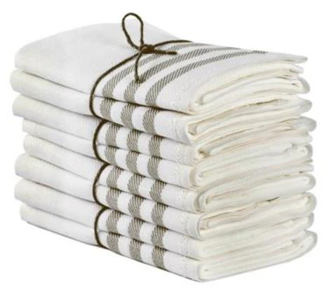 Kökshandduk 2-pack - Lin 50x70 cm, rand benvit/natur - Image 3