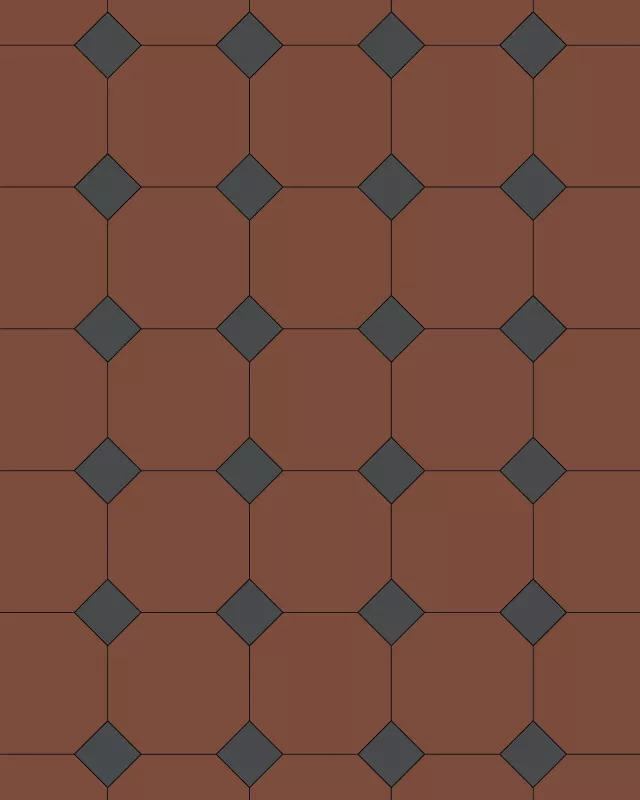 Oktagonklinker - 15 x 15 cm röd/svart