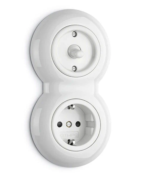 Strömbrytare insats vitt porslin - Vippströmbrytare (spak) - Image 3