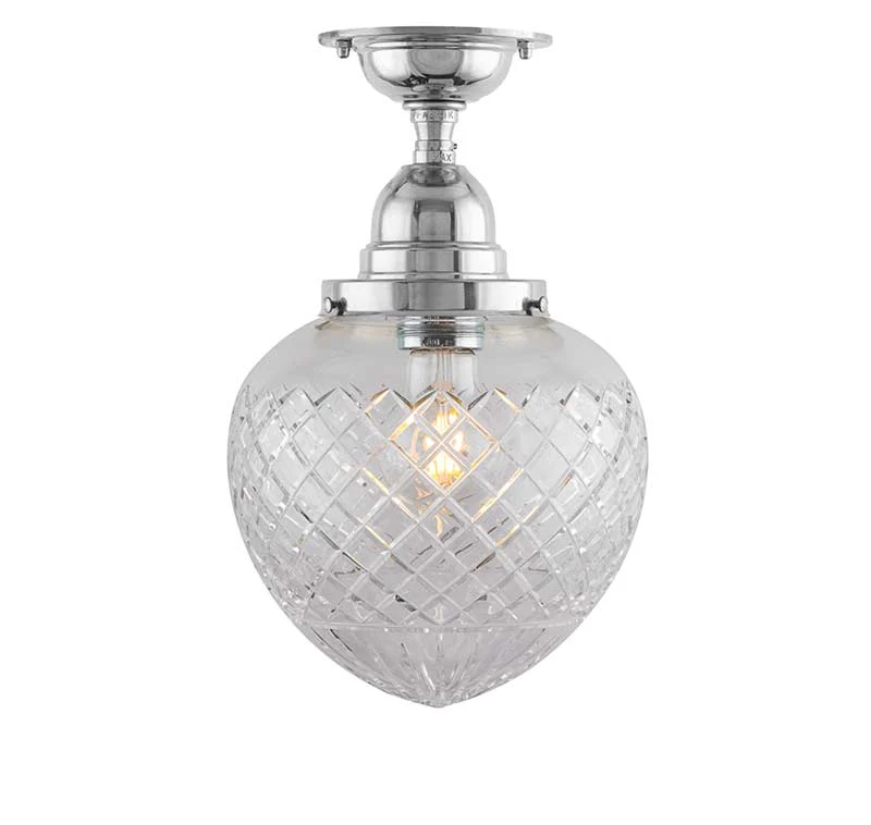 Taklampa - Byström 100 nickel, klardroppe
