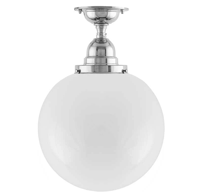 Taklampa - Byström 100 nickel, stor klotskärm