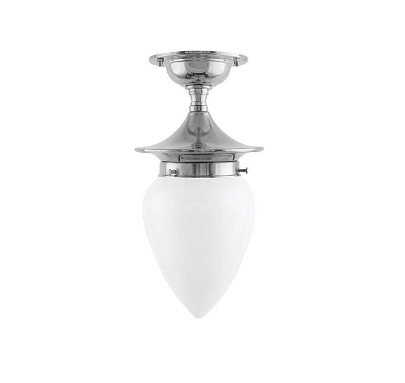 Taklampa - Dahlberg 80 nickel, opalvit droppe