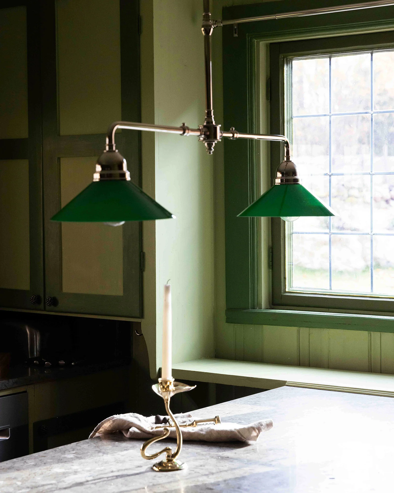 Taklampa - Spelbordslampa mÀssing, gröna skÀrmar - Image 2