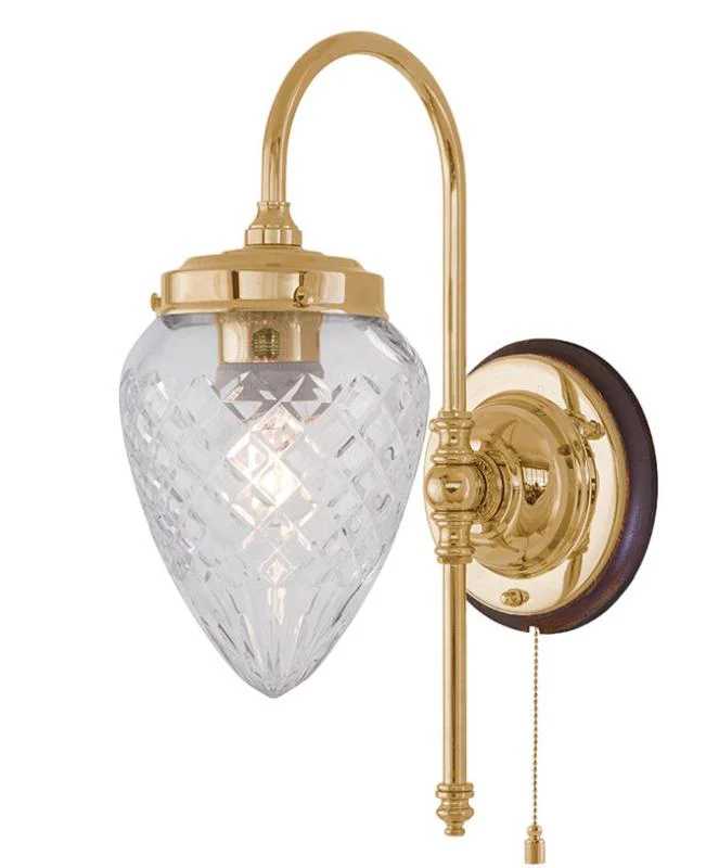 VÀgglampa - Blomberg 80 mÀssing, droppe klarglas - Image 2