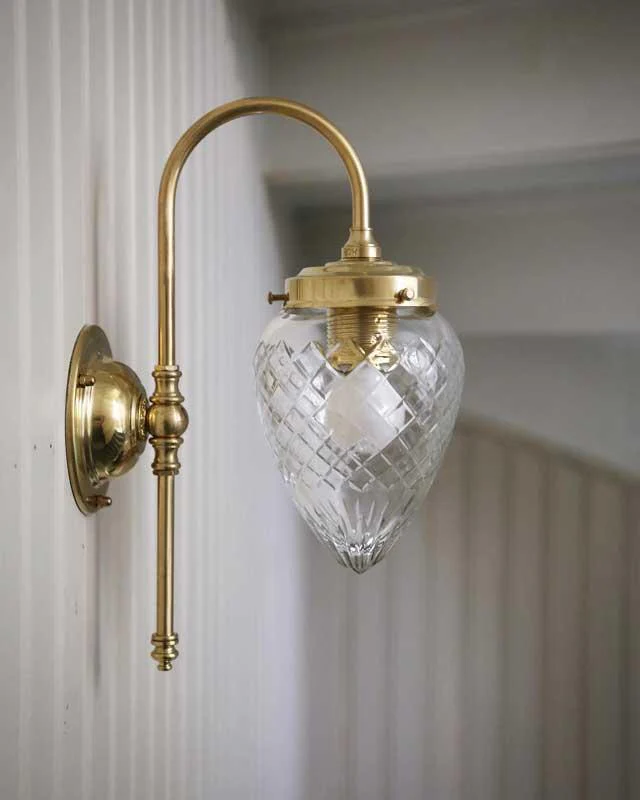 VÀgglampa - Blomberg 80 mÀssing, droppe klarglas - Image 4