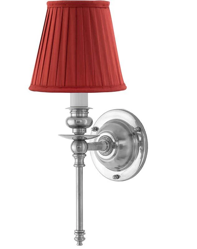 VÀgglampa - Ribbing nickel, röd skÀrm
