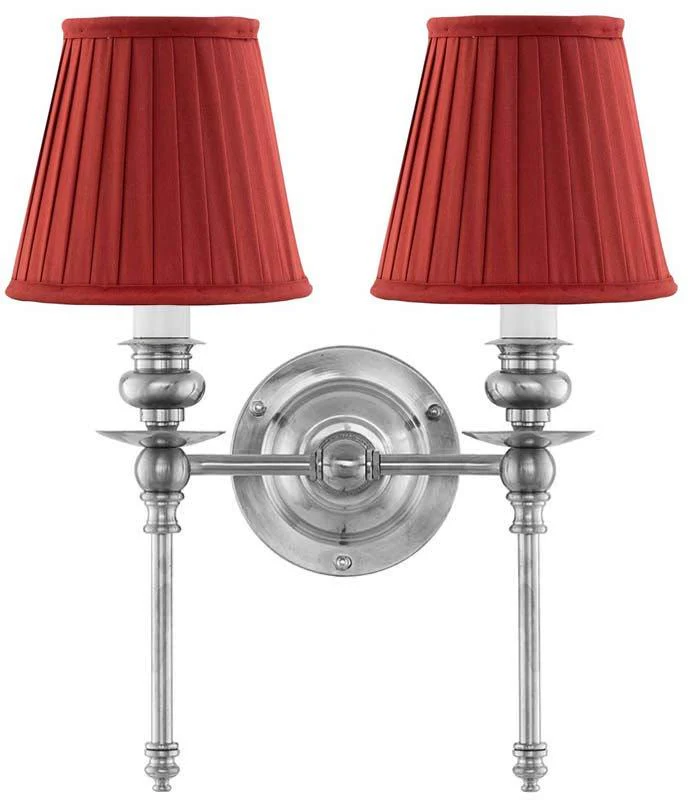 VÀgglampa - Wivallius nickel, röd tygskÀrm