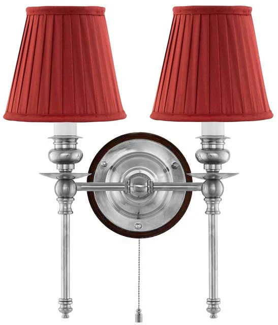 VÀgglampa - Wivallius nickel, röd tygskÀrm - Image 2