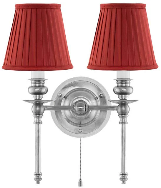 VÀgglampa - Wivallius nickel, röd tygskÀrm - Image 3