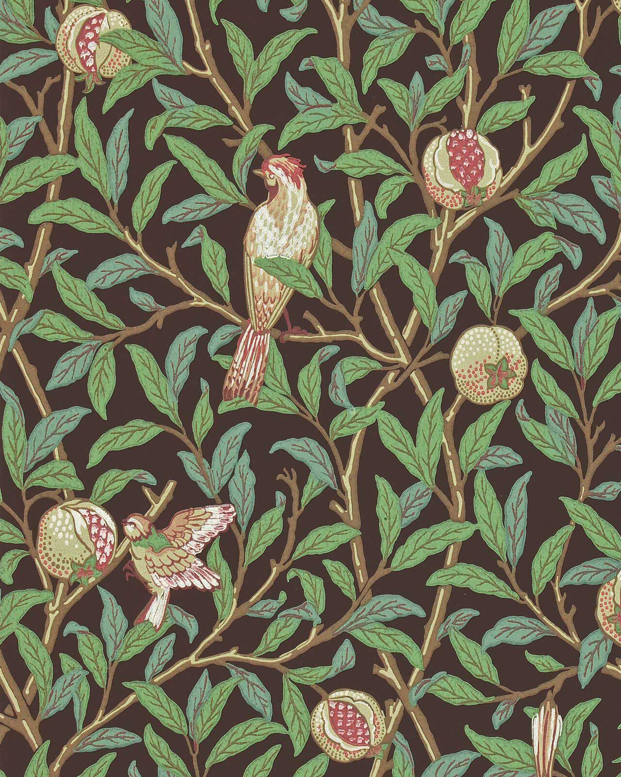 William Morris & Co. Tapet - Bird & Pomegranate Charcoal/Sage